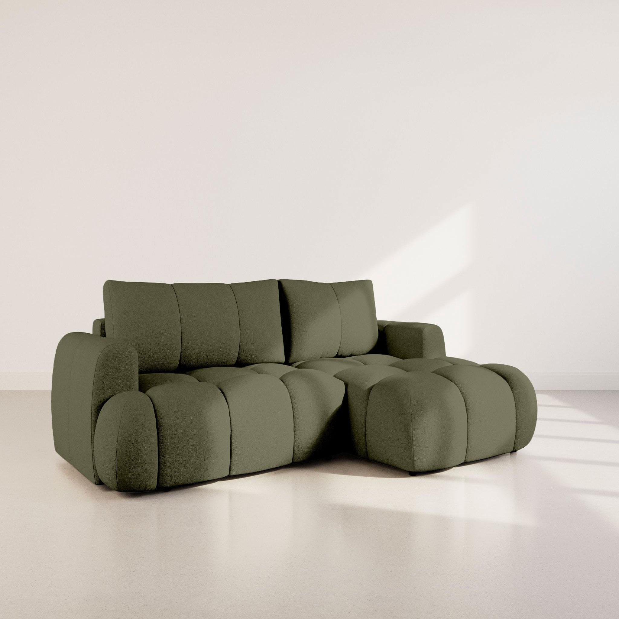 Voir la diapositive 3 : BEST MOBILIER Yulin - canapé d'angle droit 4 places convertible avec coffre en tissu bouclette