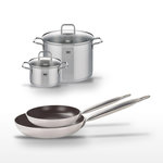 ELO Lot Poêles 24cm & 28cm avec revêtement céramique sans PFAS & Faitouts 20cm & 26cm Elo Bistro Line Citrin