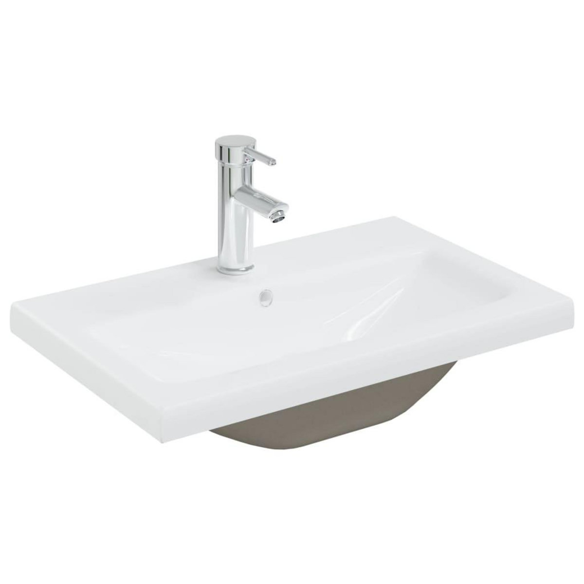 VIDAXL Lavabo encastre avec robinet 61x39x18 cm ceramique blanc