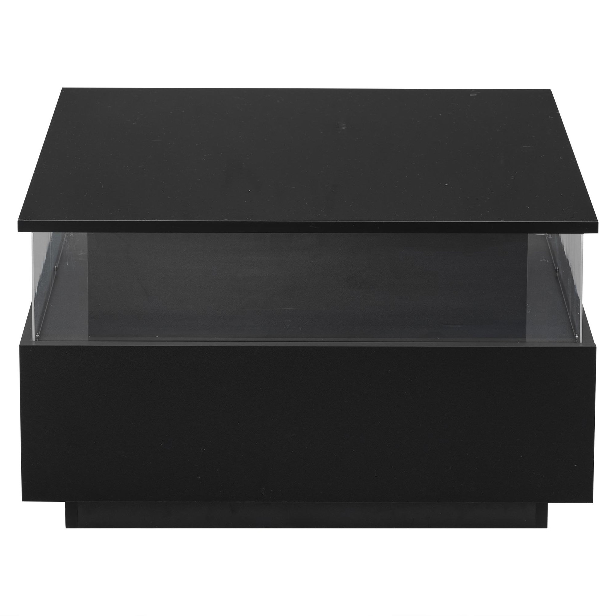 Voir la diapositive 6 : MERAX Table Basse Carré Avec 2 Tiroirs Et LED