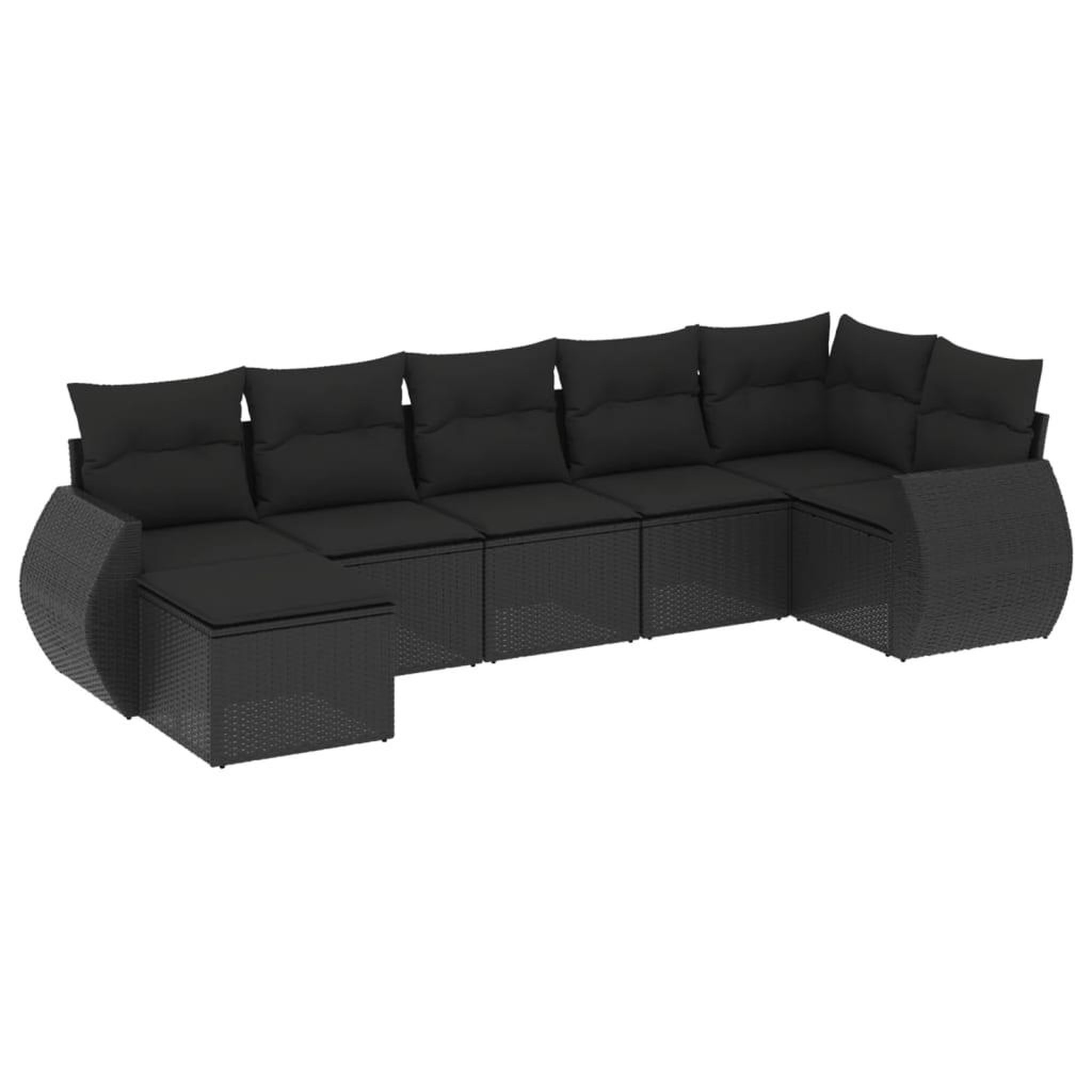 Voir la diapositive 2 : VIDAXL Salon de jardin 7 pcs avec coussins noir resine tressee