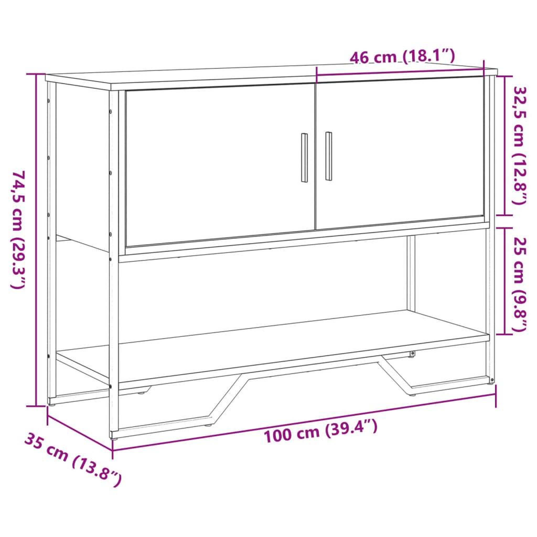 Voir la diapositive 6 : VIDAXL Table console chene marron 100x35x74,5 cm bois d'ingenierie