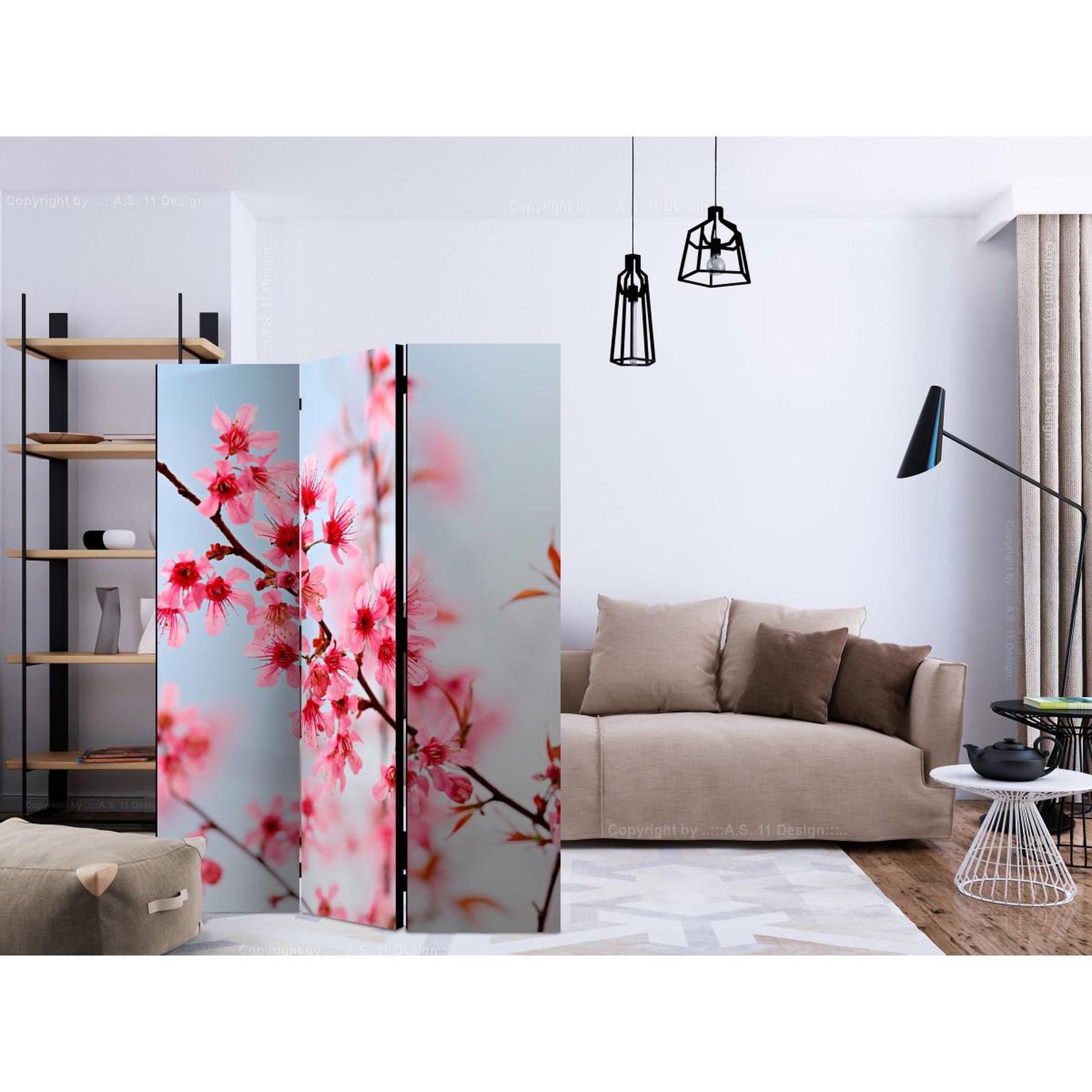 Voir la diapositive 2 : Paris Prix Paravent 3 volets  symbol of japan sakura flowers  135x172cm