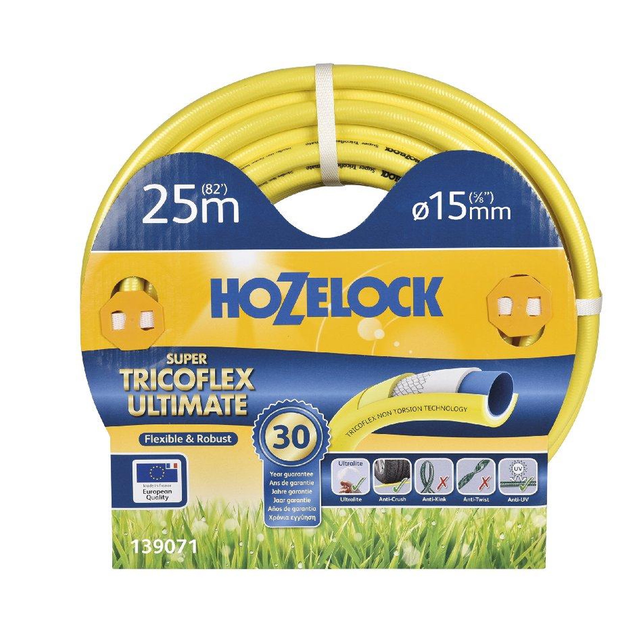 Hozelock Tuyau d'arrosage multi usage ultra robuste - jaune (36 uc/pal) - 15mm - 20 m