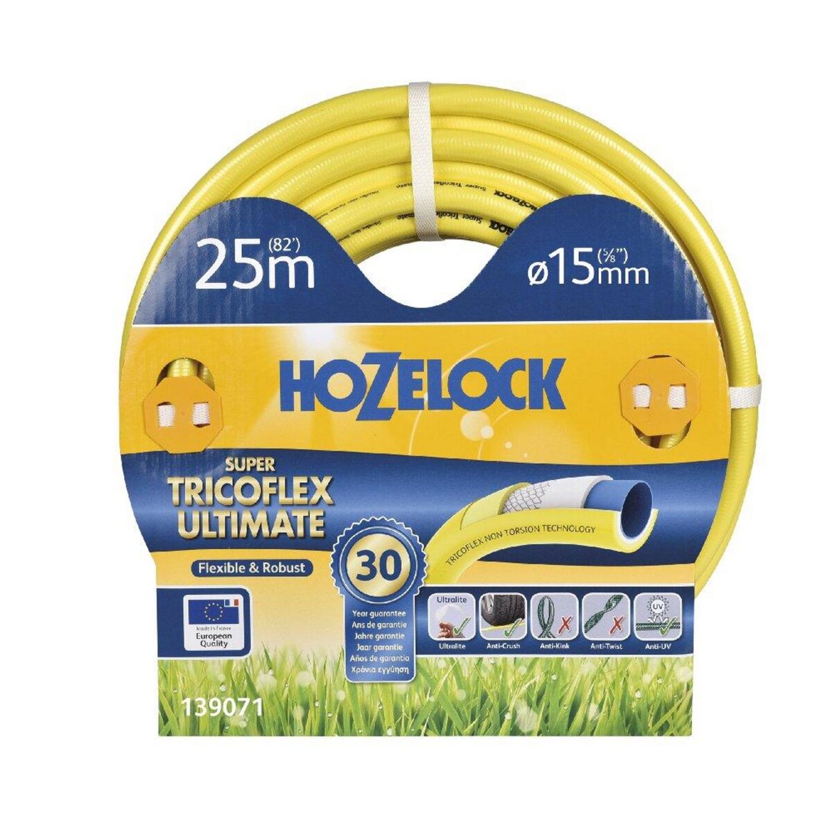 Hozelock Tuyau d'arrosage multi usage ultra robuste - jaune (36 uc/pal) - 15mm - 20 m