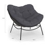 Voir la diapositive 5 : ID MARKET Fauteuil de jardin relax LOA effet rotin gris et coussin gris