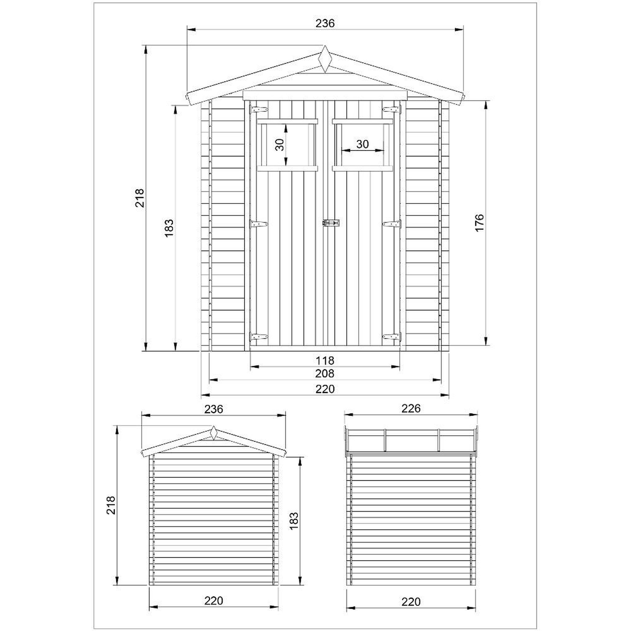 Voir la diapositive 6 : TIMBELA Abri de Jardin en Bois 4.33 m² Cabanon Jardin Exterieur à Outils et Velo avec Fenêtres M369