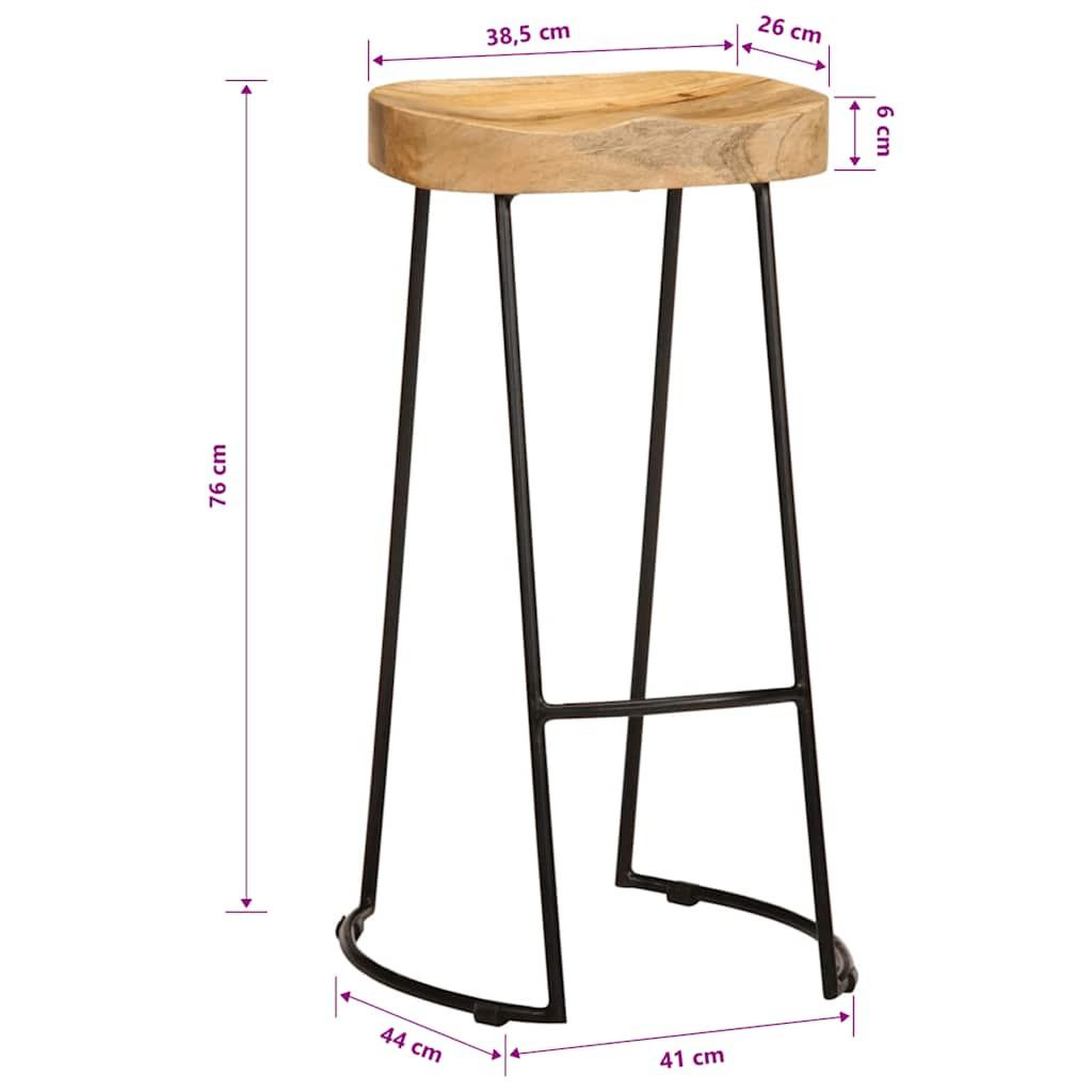 Voir la diapositive 6 : VIDAXL Tabourets de bar lot de 2 bois de manguier massif