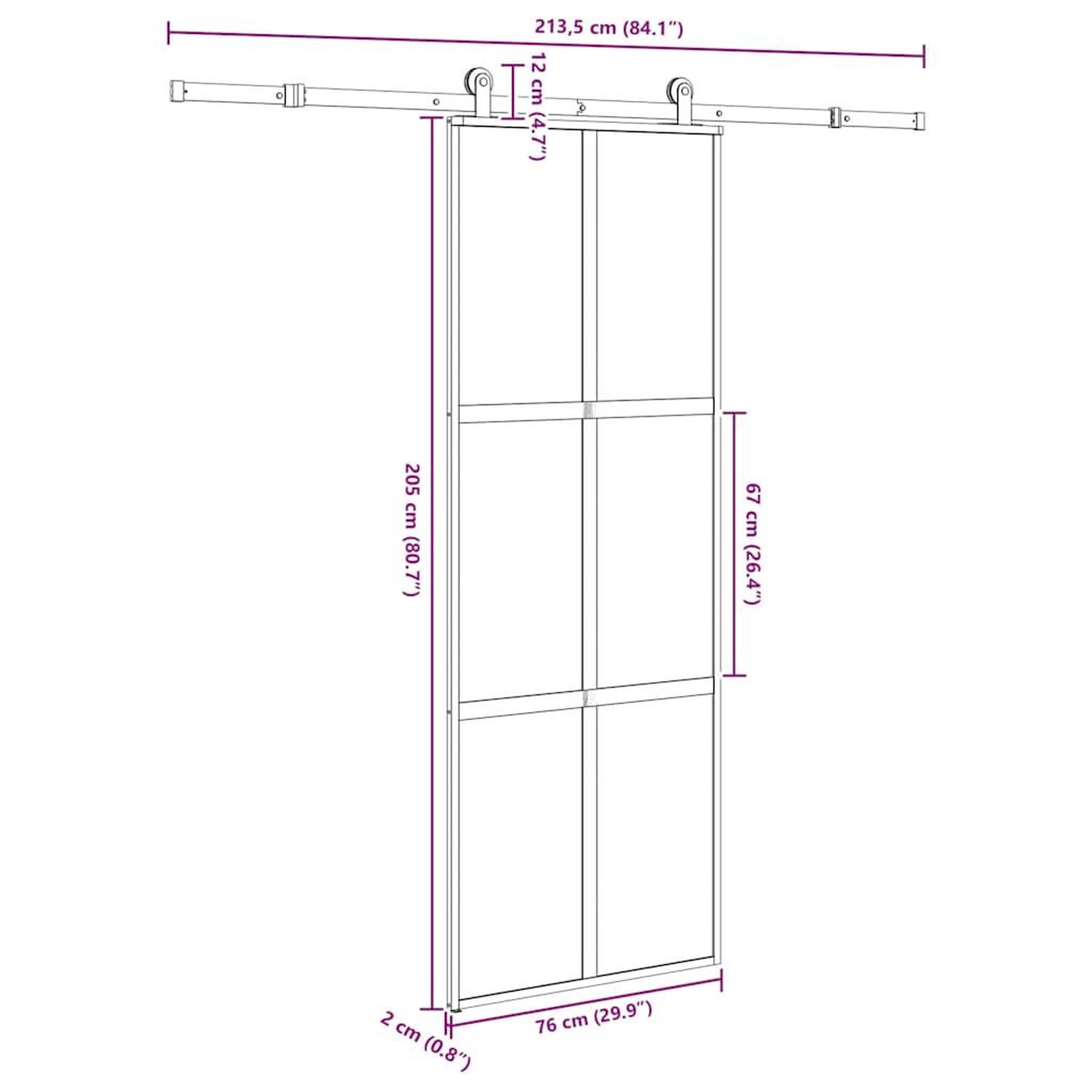 Voir la diapositive 6 : VIDAXL Porte coulissante kit de quincaillerie trempe verre aluminium