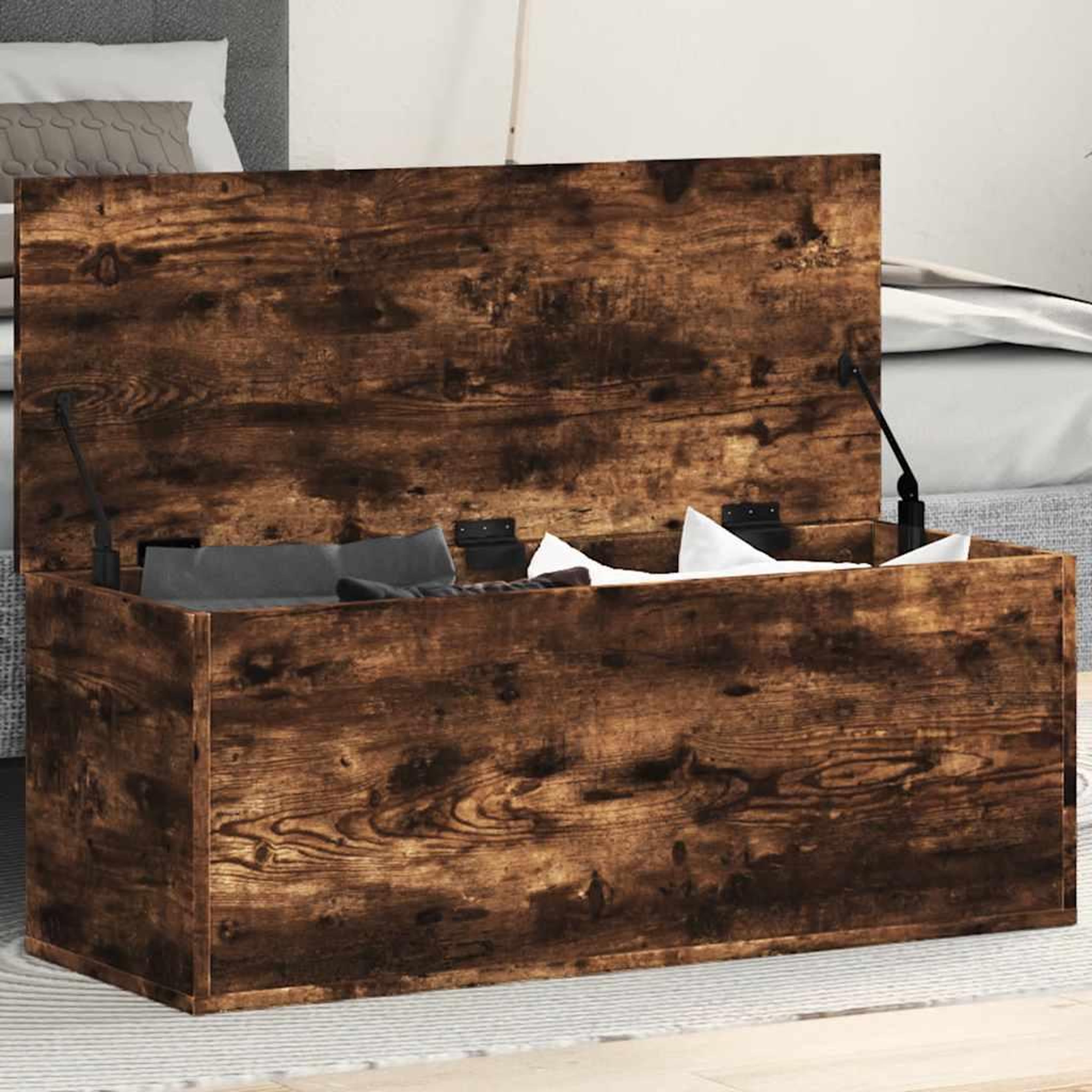 VIDAXL Boîte de rangement chene fume 90x35x35 cm bois d'ingenierie