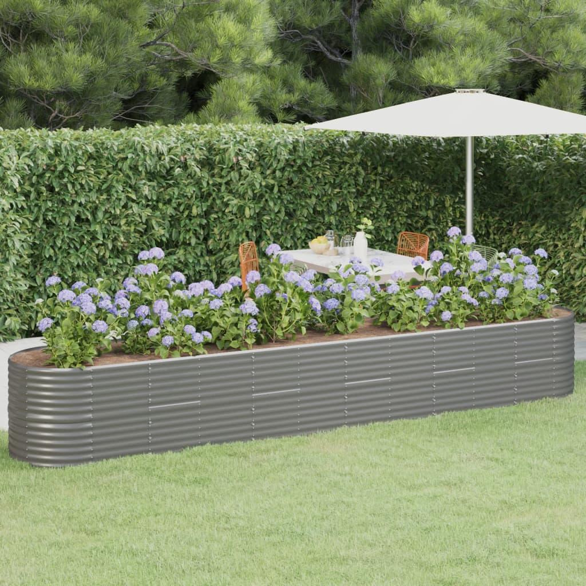 Voir la diapositive 1 : VIDAXL Lit sureleve de jardin Acier enduit de poudre 440x80x68 cm gris