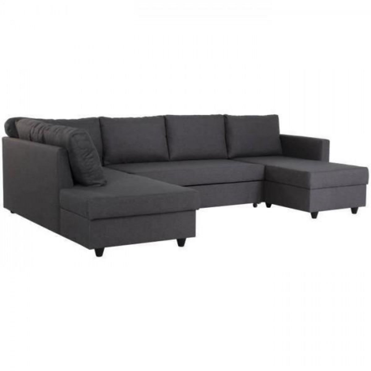 MARKET24 Canapé d'angle panoramique convertible Cats - Tissu gris - L 292 x P 187 x H 86 cm - Fabriqué en Ukraine