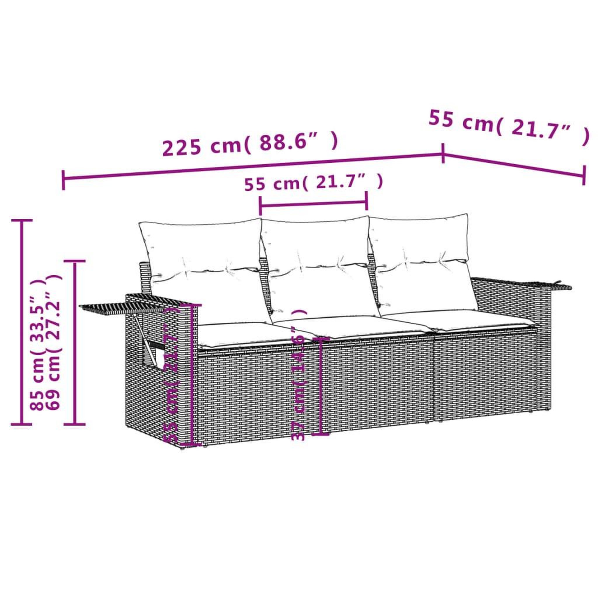 Voir la diapositive 6 : VIDAXL Salon de jardin avec coussins 3 pcs beige resine tressee