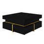 Voir la diapositive 1 : MERAX Table Basse Carrée Brillante Avec 2 Tiroirs Noir