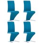 VIDAXL Chaises a manger avec forme de zigzag lot de 4 bleu similicuir