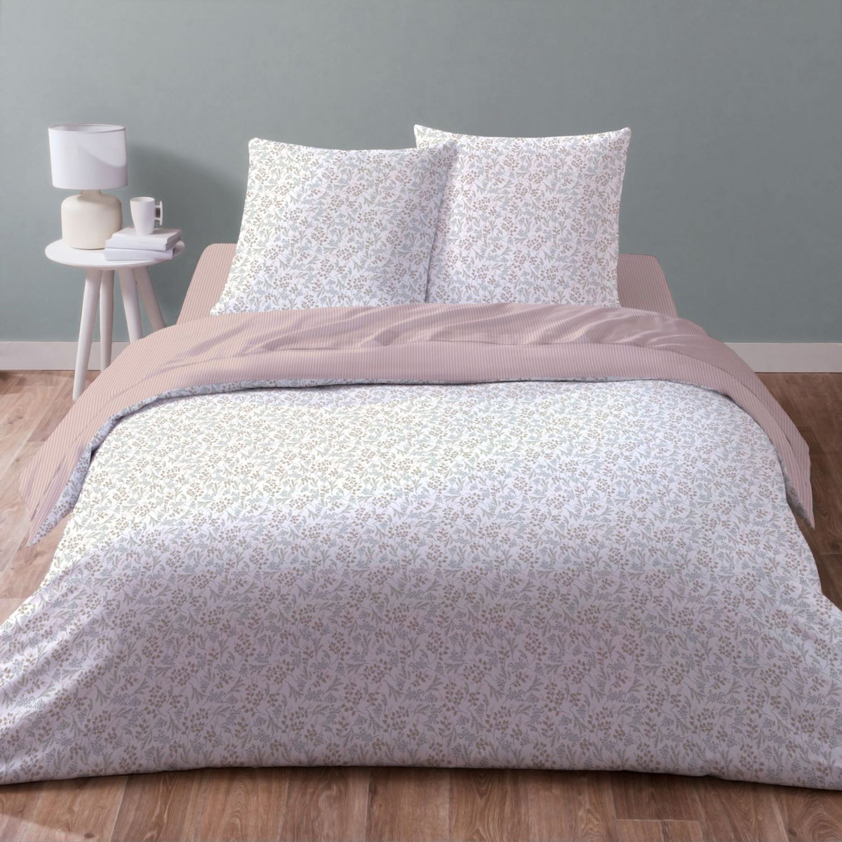 Parure housse de couette en microfibre motif floral KATE 