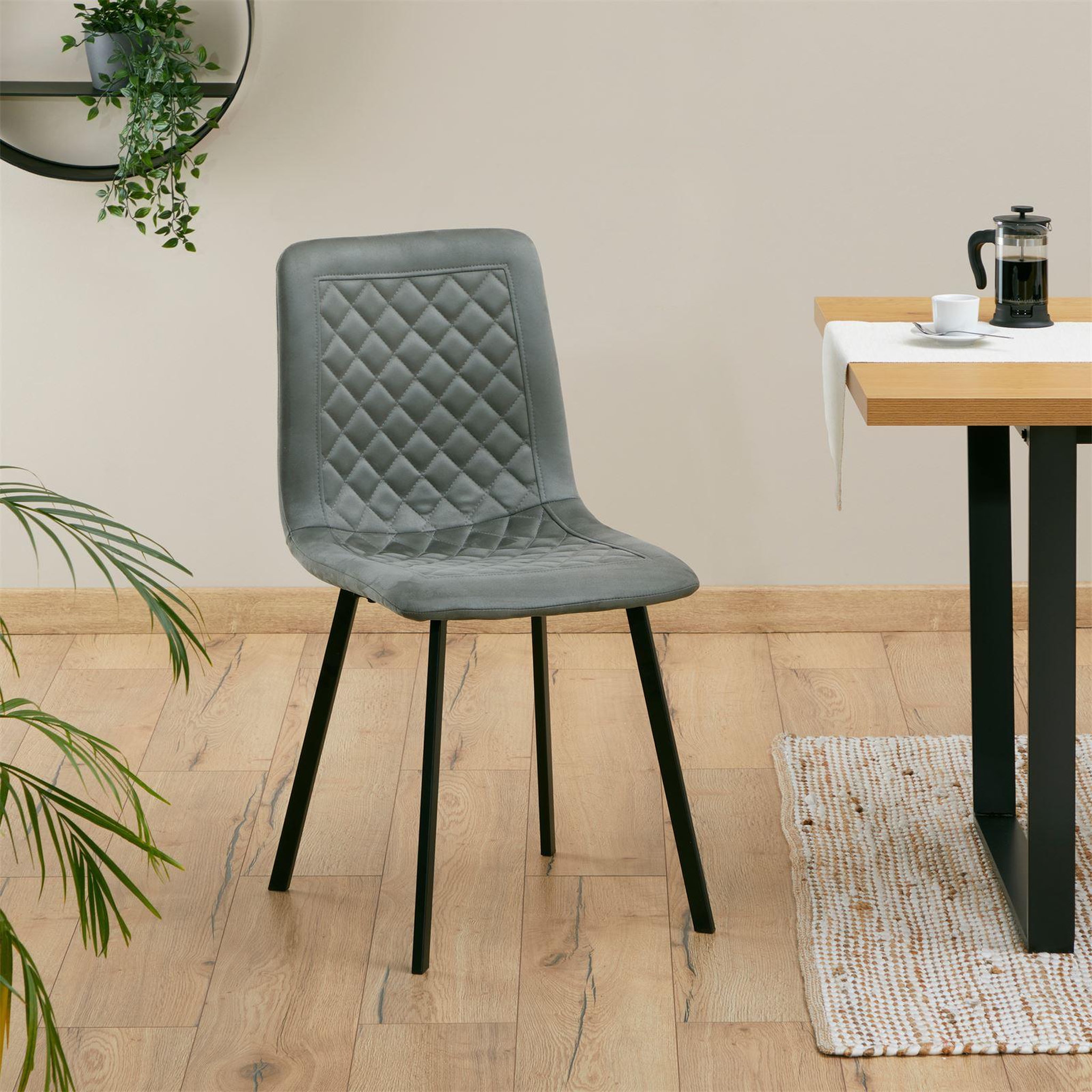 Voir la diapositive 2 : IDIMEX Lot de 4 chaises terni, en tissu suédine