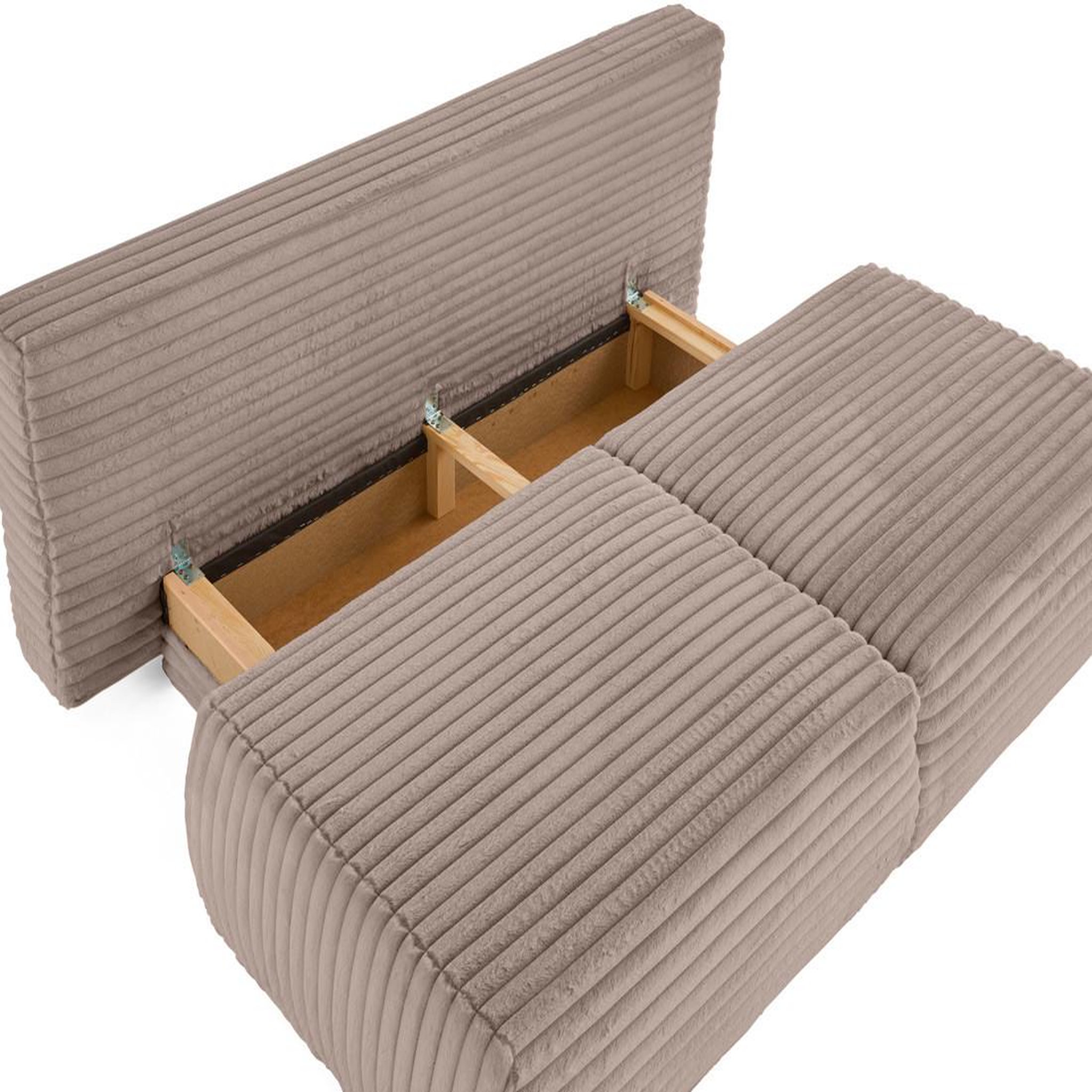Voir la diapositive 3 : BEST MOBILIER Marvin - canapé 3 places convertible et coffre en fausse fourrure côtelée avec 2 coussins boule inclus