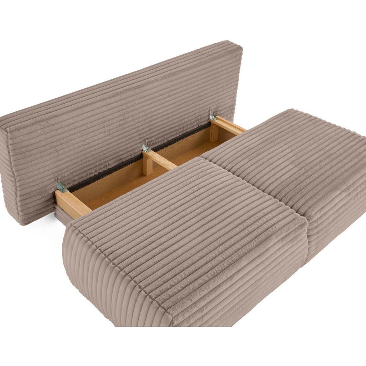 BEST MOBILIER Marvin - canapé 3 places convertible et coffre en fausse fourrure côtelée avec 2 coussins boule inclus