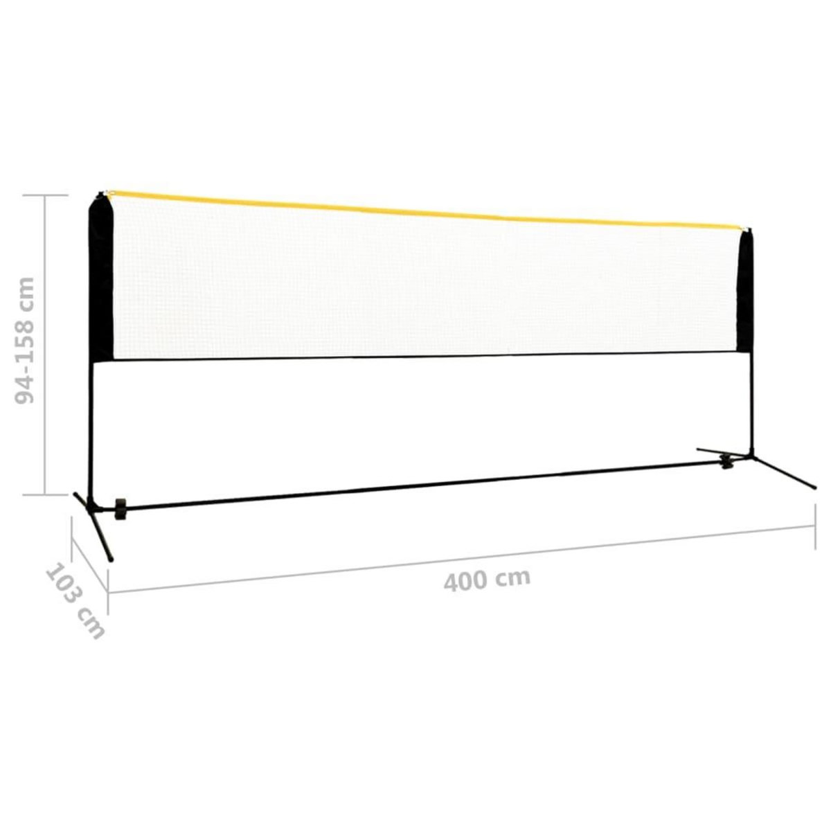 VIDAXL Filet de badminton reglable 400x103x94-158 cm Metal