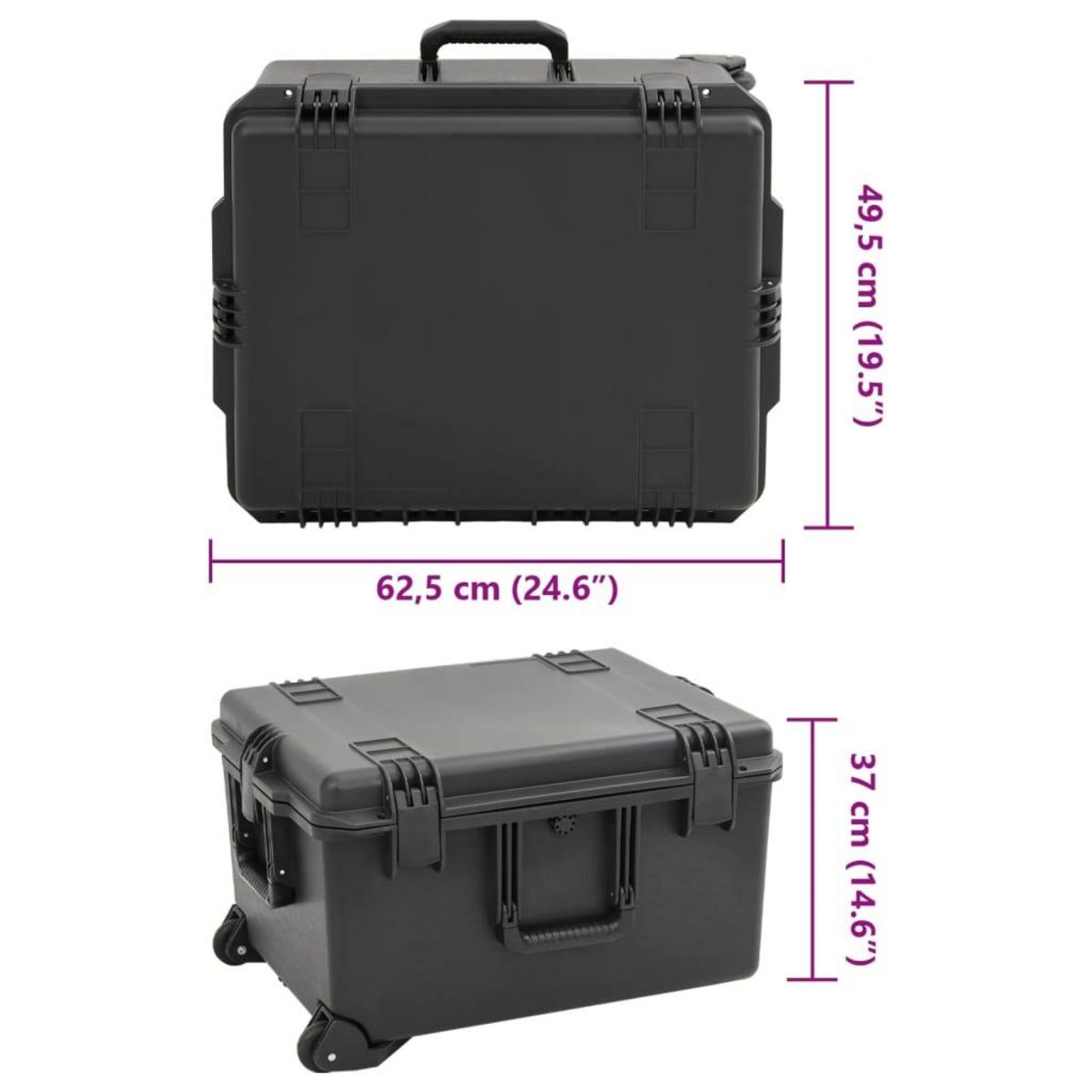VIDAXL Valise de vol portable Noir 62,5x49,5x37 cm PP