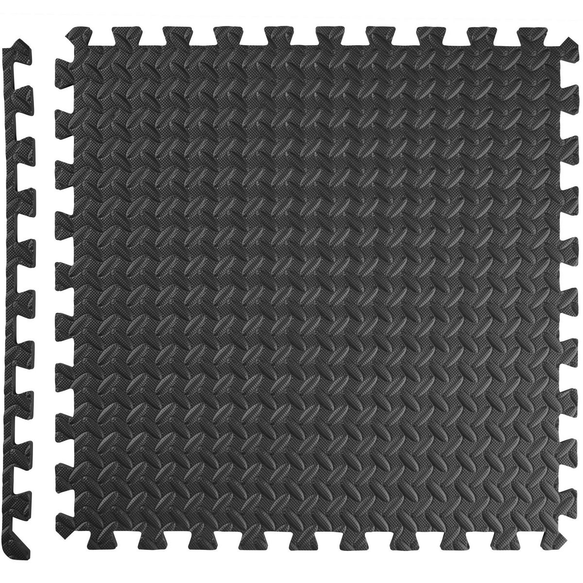 tectake Ensemble de 12 dalles carrées pour le sol 12 pièces avec 24 bordures noir 12 pièces
