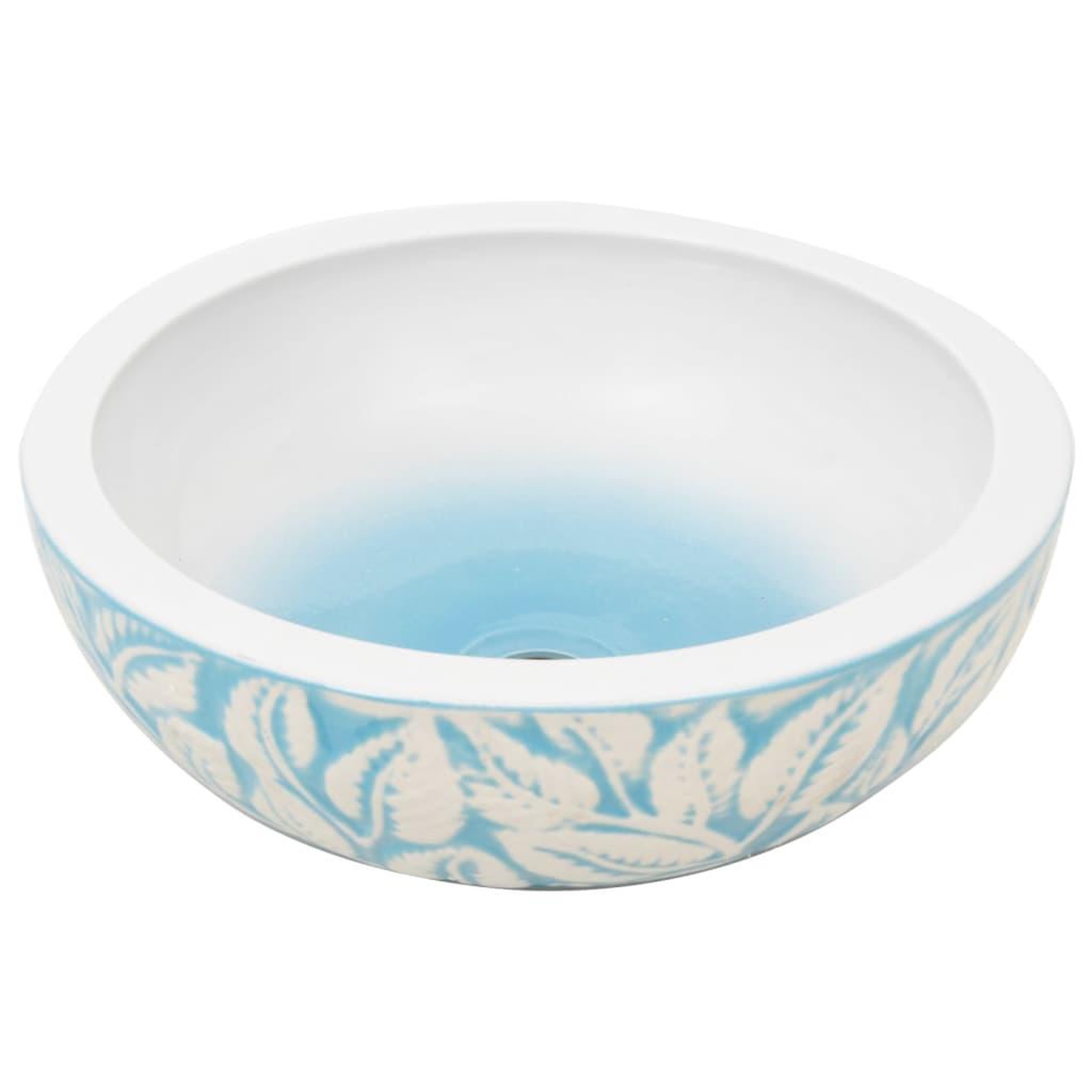 Voir la diapositive 3 : VIDAXL Vasque a poser blanc et bleu rond Φ41x14 cm ceramique