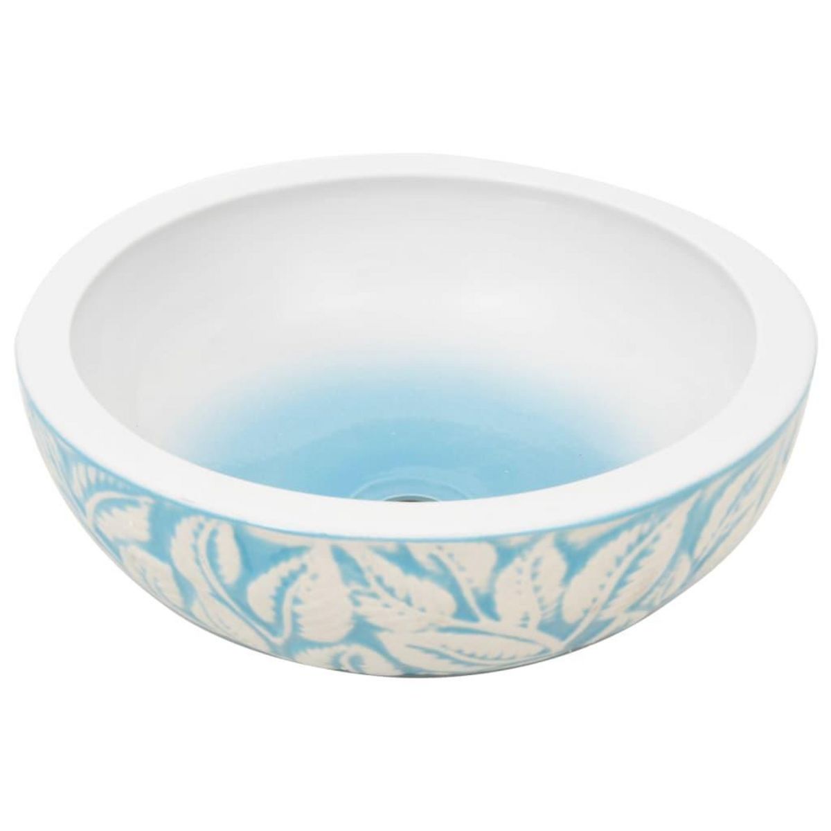 VIDAXL Vasque a poser blanc et bleu rond Φ41x14 cm ceramique