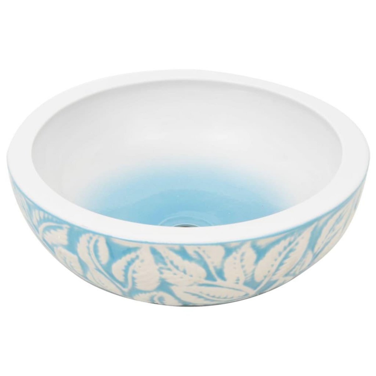 VIDAXL Vasque a poser blanc et bleu rond Φ41x14 cm ceramique