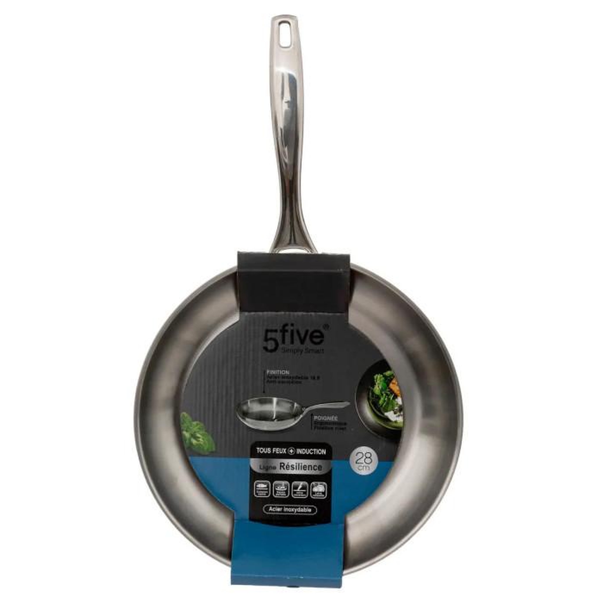 Voir la diapositive 3 : FIVE Poêle en Inox  Résilience  28cm Argent