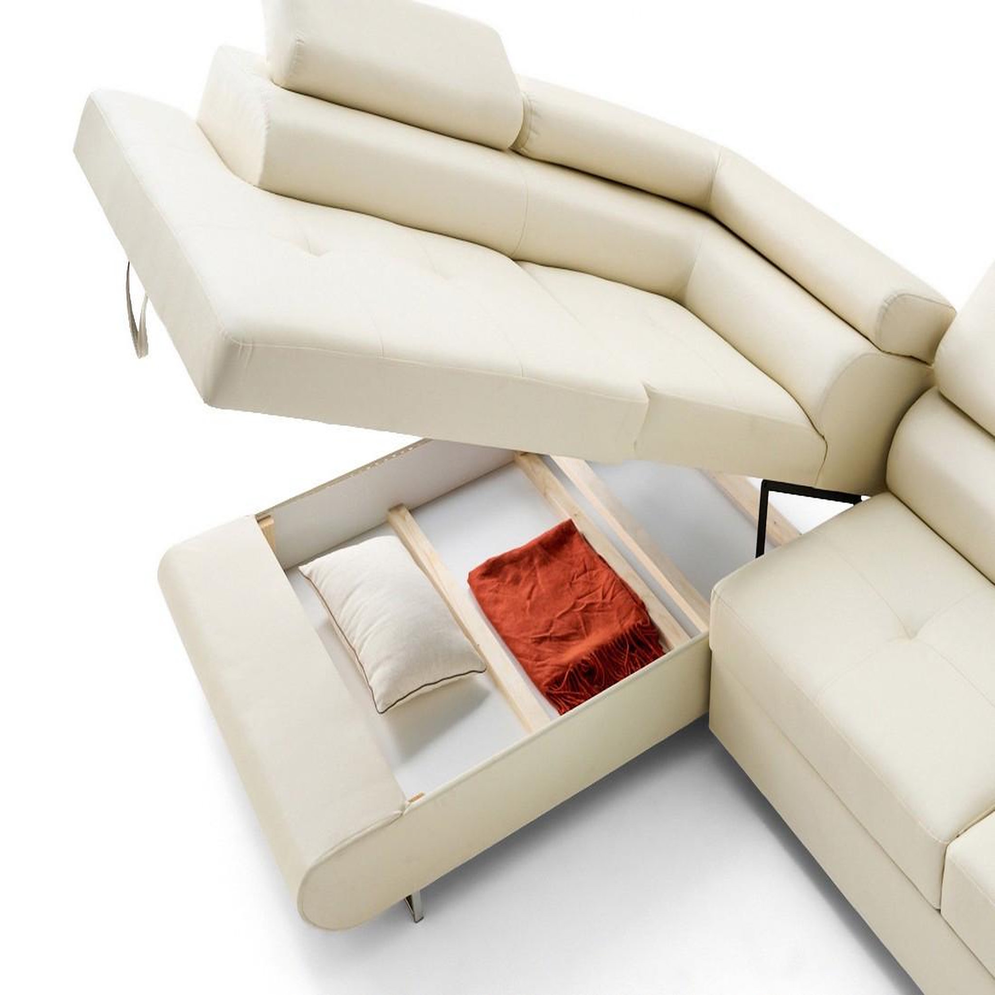 Voir la diapositive 6 : LISA DESIGN Zaria - canapé d'angle gauche 5 places convertible avec coffre et têtières en simili