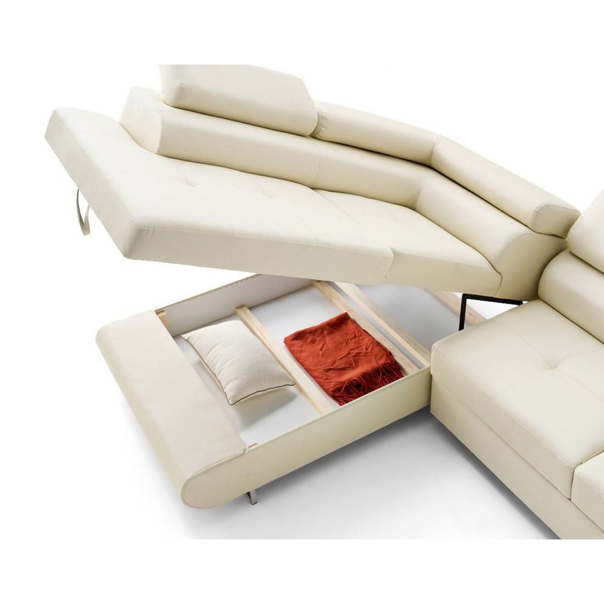 LISA DESIGN Zaria - canapé d'angle gauche 5 places convertible avec coffre et têtières en simili