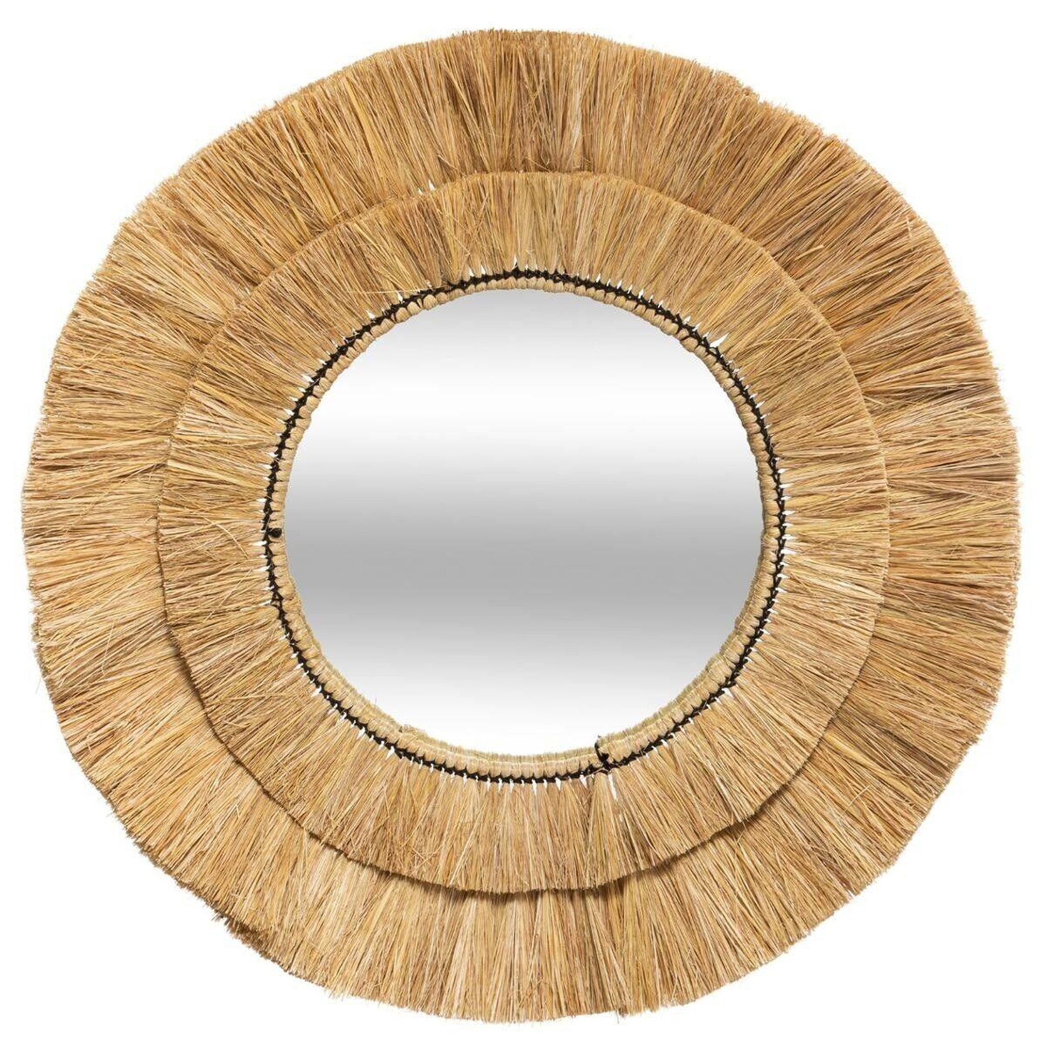 ATMOSPHERA Miroir mural en raphia déco  alba  57cm beige