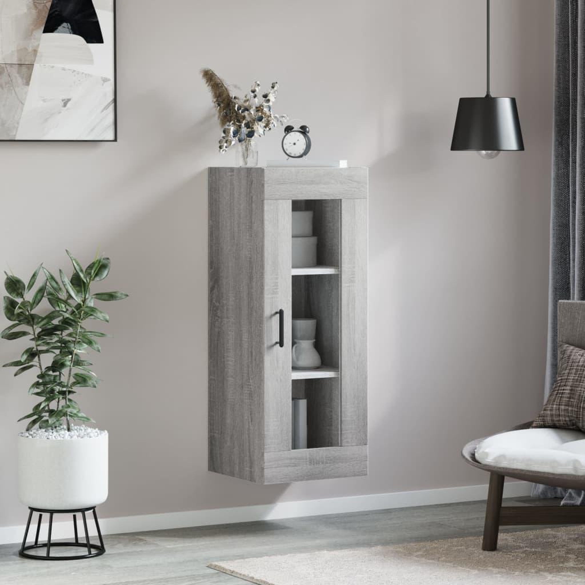 Voir la diapositive 3 : VIDAXL Armoire murale sonoma gris 34,5x34x90 cm
