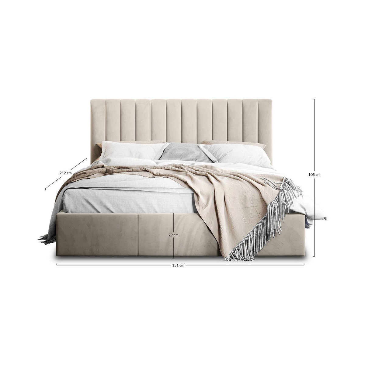 BEST MOBILIER Rosario - lit coffre - 140x200 - sommier inclus - en velours