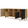 Voir la diapositive 2 : BEST MOBILIER Velato - buffet bas - effet bois et noir - 195 cm