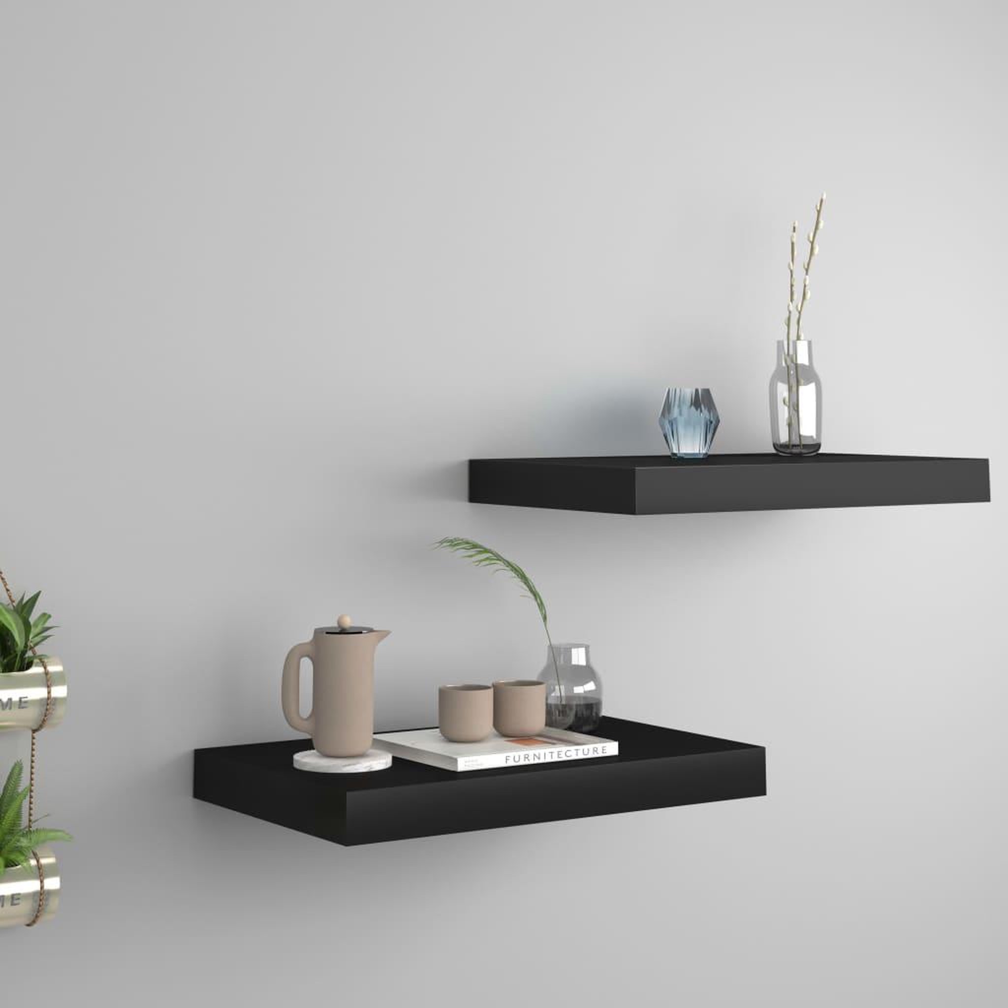 Voir la diapositive 1 : VIDAXL Etageres murales flottantes 2 pcs noir 40x23x3,8 cm MDF