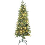 HOMCOM Sapin de Noël artificiel LED x 150 blanc chaud 8 modes H.150 cm 431 branches support vert
