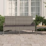 VIDAXL Banc de jardin a 3 places avec coussins Gris Resine tressee