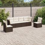 VIDAXL Salon de jardin avec coussins 6 pcs marron resine tressee
