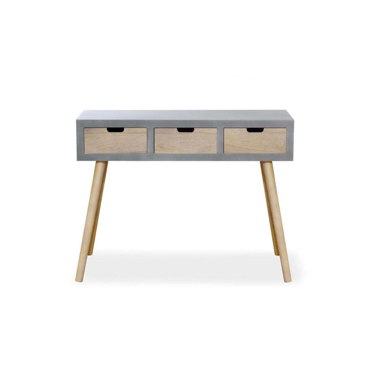 Paris Prix Console Scandinave 3 Tiroirs  Kim  100cm Gris