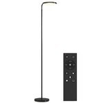 HOMCOM Lampadaire LED sur pied - tête rotative 350° - réglable télécommande métal noir