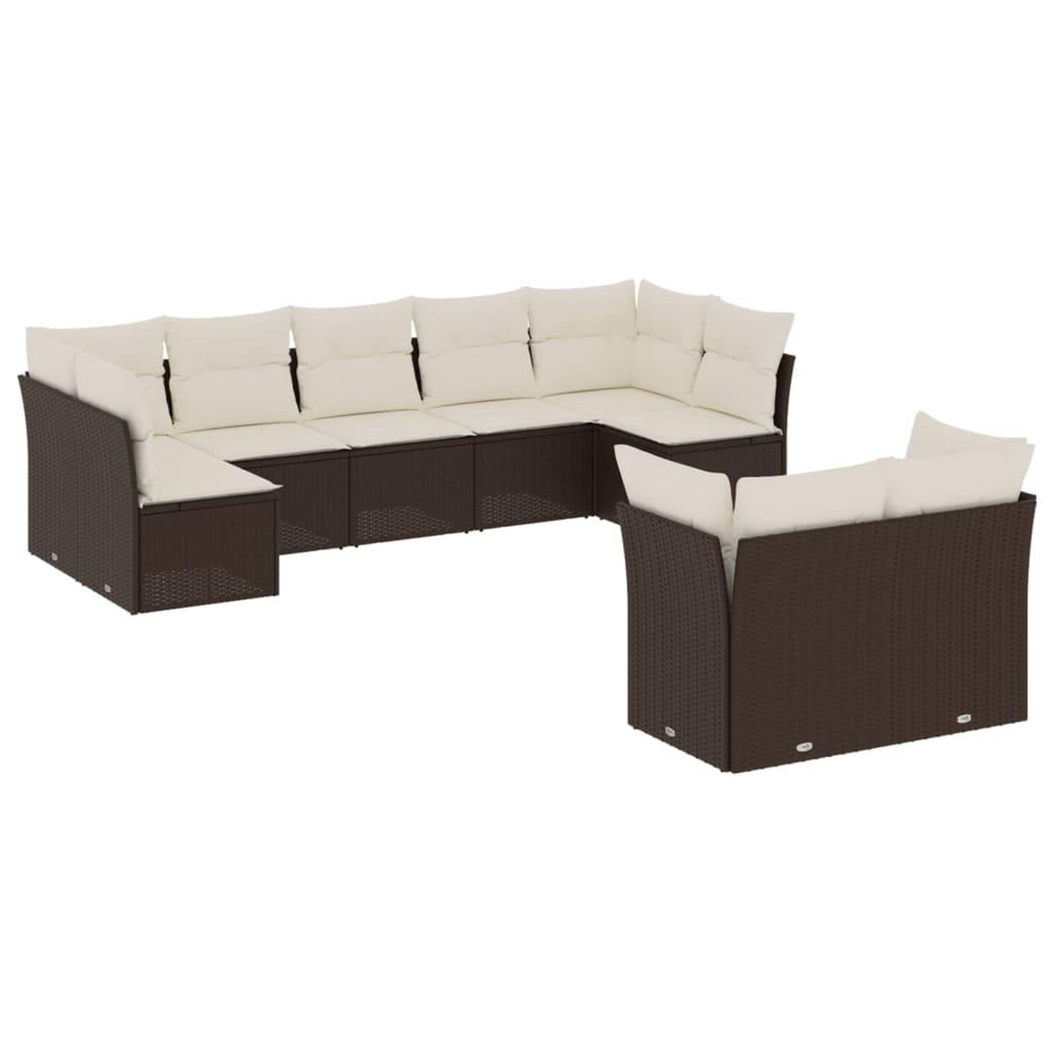 Voir la diapositive 2 : VIDAXL Salon de jardin avec coussins 9 pcs marron resine tressee