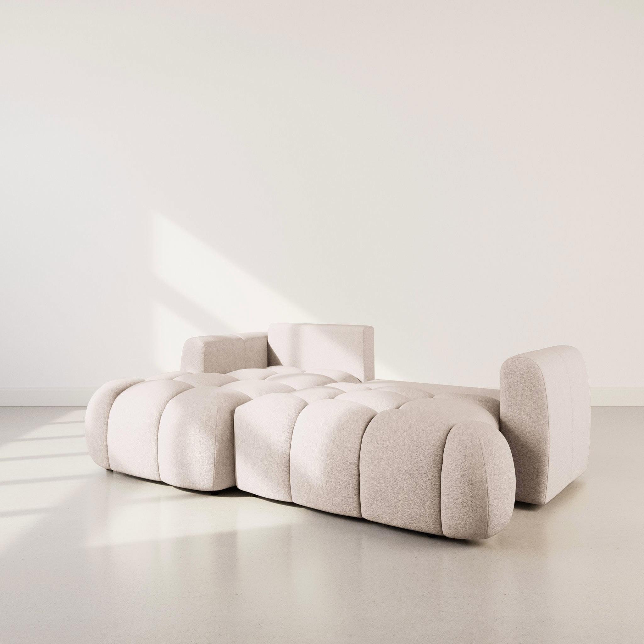 Voir la diapositive 4 : BEST MOBILIER Yulin - canapé d'angle gauche 4 places convertible avec coffre en tissu bouclette