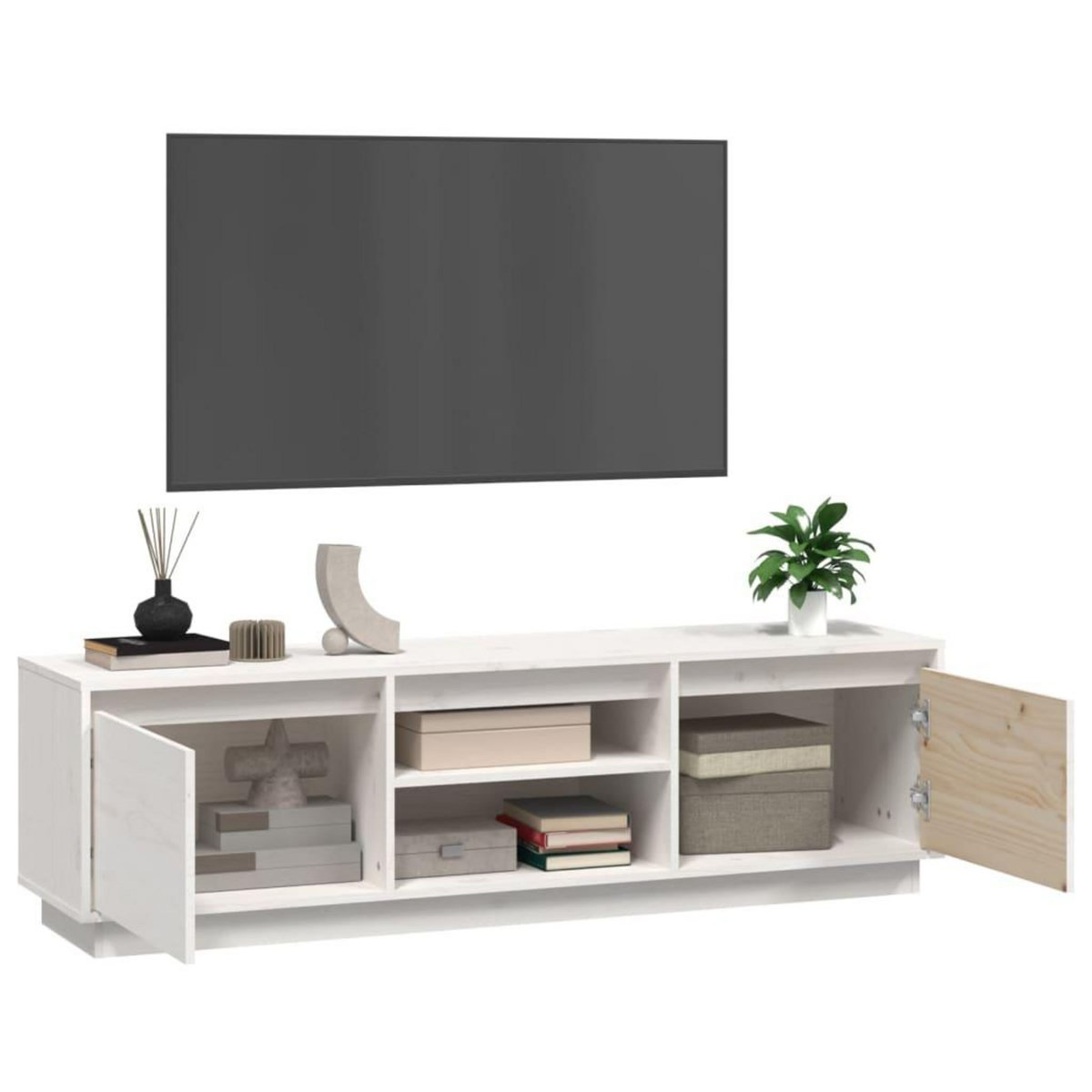 VIDAXL Meuble TV Blanc 140x35x40 cm Bois de pin massif