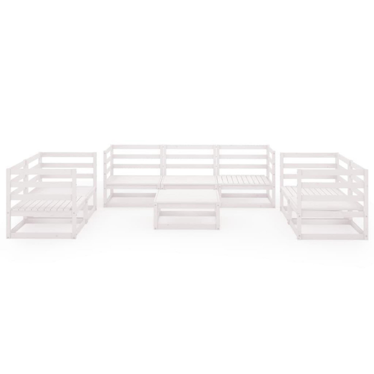 VIDAXL Salon de jardin 8 pcs Blanc Bois de pin massif