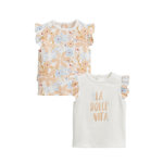 Petit Béguin Lot de 2 t-shirts enfant manches courtes Praline. Coloris disponibles : Jaune