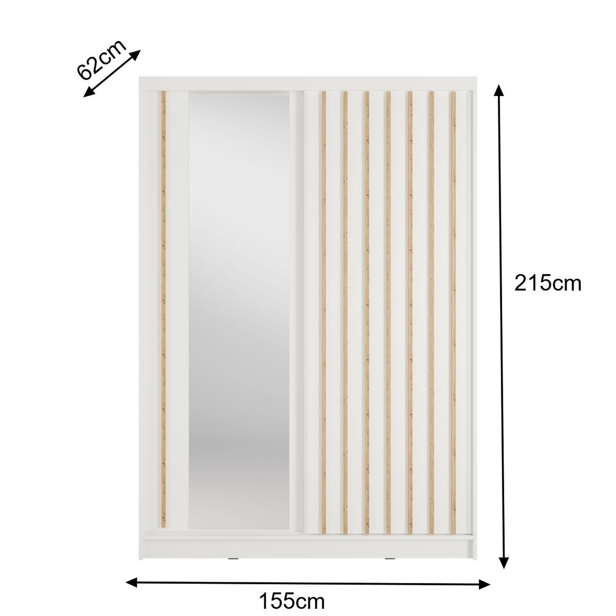 Voir la diapositive 4 : JLC KREATION Armoire dressing moderne blanc et bois 155cm celia