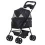 Voir la diapositive 1 : PAWHUT Poussette buggy pliable chien chat panier rangement porte-gobelets tissu 300D Oxford imperméable 4 roues noir