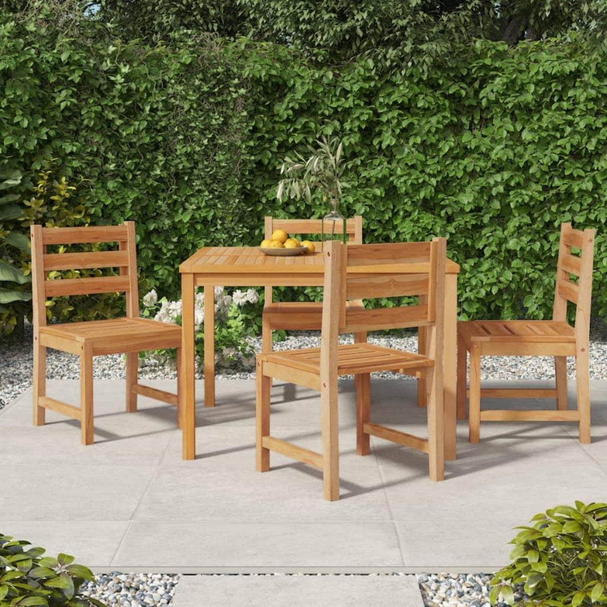 VIDAXL Chaises de jardin lot de 4 Bois de teck solide
